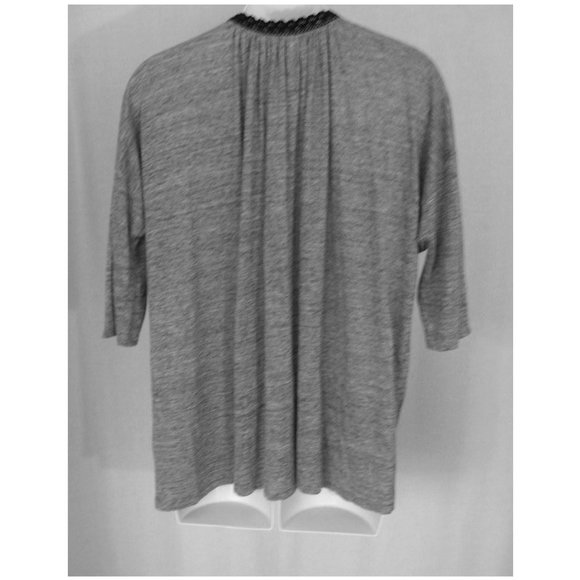 Undiscovered Eye Gray Linen Stretch Oversized Peasant Tunic Top S - Picture 3 of 4